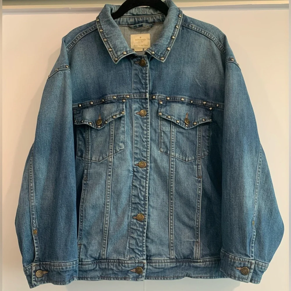 Excellent Condition, Kate Spade Oversized Denim Studded Jean Jacket, Size Large - Picture 1 of 16